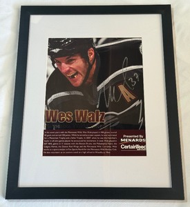 Wes Walz Autographed Minnesota Wild Hockey Photo - Framed - #1