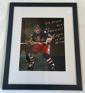 Eric Strobel Autographed 1980 Olympic Hockey Gold Medal Miracle on Ice Photo - Framed