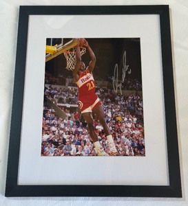 Dominique Wilkins Autographed Basketball Photo - Framed