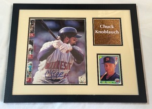 Chuck Knoblauch Autographed Photo w Rookie Card - Custom Frames 11x14 - Minnesota Twins Baseball