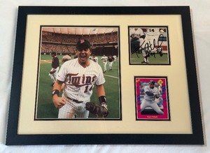 Kent Hrbek Autographed Baseball Photo Custom Framed 11x14 - Minnesota Twins