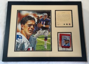 Drew Bledsoe Autographed Football Card Custom Framed 11x14