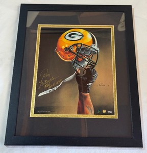 Ray Nitschke Autographed Green Bay Packers Football Photo - Custom Framed