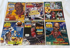 (6) Michael Jordan Cover Sports Illustrated For Kids Magazines w Card and Posters