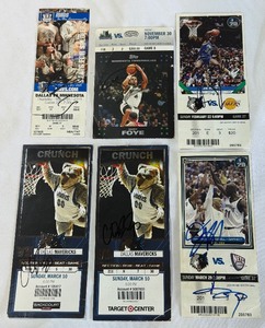 (6) Minnesota Timberwolved Ticket Stubs w Autographs - #2