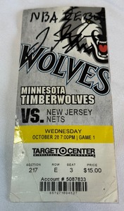 Johnny Flynn Autographed NBA Debut Minnesota Timberwolves Basketball Ticket