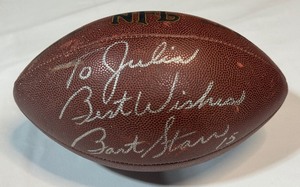 Bart Starr Autographed Wilson NFL Football - Green Bay Packers HOF Legend