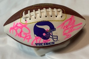Korey Stringer, John Gerak, and Todd Steussie Autographed Mini Football - Minnesota Vikings