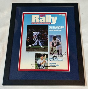 Kirby Puckett, Rod Carew, and Tony Oliva Autographed 1990 Twins Rally Cover - Custom Framed 11x14