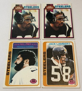 Vintage Pittsburgh Steelers Football 4 Card Lot - Jack Lambert , Franco Harris, John Stallworth