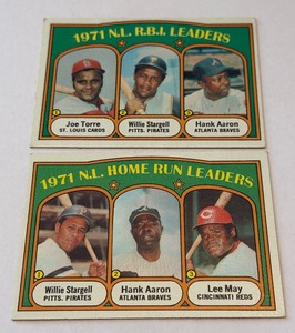1972 Topps NL HR and RBI Leaders #87 and #89 - Aaron, Stargell