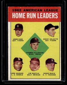 1963 Topps AL HR Leaders #4 - Killebrew  Maris  Colavito  Cash - Vintage Baseball Card