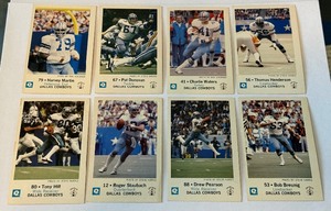 1979 Dallas Caowboys Police Law Enforcement Kiwanis Club 8-Card Vintage Football Lot - Staubach, Pearson and More