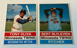Tony Oliva and Bert Blyleven 1976 Hostess Baseball 2-Card Vintage Lot - Minnesota Twins