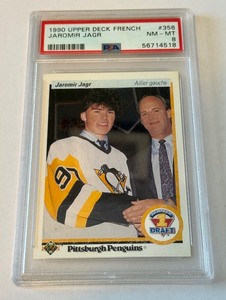 Jaromir Jagr RC PSA 8 NM-MT Slab 1990 Upper Deck French #356 Rookie Hockey Card