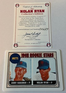 Nolan Ryan Limited Edition Cermaic Rookie Card w COA - Baseball