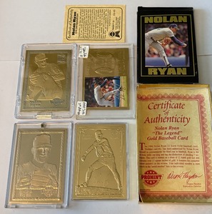 (4) Nolan Ryan Gold Cards Limited Edition 23 kt Baseball Cards