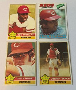 Pete Rose, Joe Morgan, Johnny Bench, 4-Card Vintage Baseball Lot 1976-77