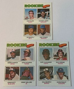 1977 Topps Baseball 3-Card Rookie Lot - Andre Dawson, Dale Murphy, Jack Clark