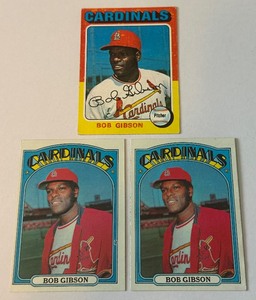 Bob Gibson 3-Card Vintage Baseball Lot 1972 and 1975