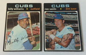 Billy Williams and Ron Santo 1971 Topps 2-Card Vintage Baseball Lot