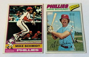 Mike Schmidt 2-Card Vintage Baseball Lot 1976 and 1977