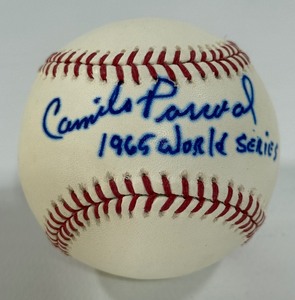 Camilo Pascual Autographed and Inscribed 1965 World Series Rawlings OMLB Selig Baseball