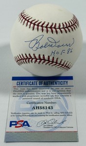 Bob Doerr Autographed w PSA COA Rawlings OMLB Selig Baseball - Inscribed HOF 86