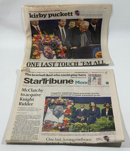 (2) Kirby Puckett Funeral Newspapers - Minnesota Twins