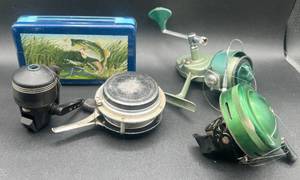 Vintage Fishing Reels Bundle  - Johnson Citation,Heddon, Martin Automatic Fly Fishing Reel, Johnson Sprint