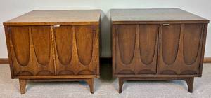 Pair of Broyhill Brasilia Walnut Nightstands