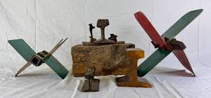 Vintage Railroad Collection -  Track Section, Railroad Make-Do Trail Rail Anvil, Railroad Track, Switch Stand Targets