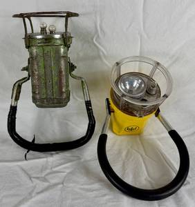 Railroad Lanterns - Vintage Yellow Starlite 292 Railroad Lantern and Vintage Justrite Electric Railroad Lantern July 7, 1942