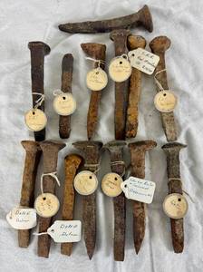 Bundle of 14 Vintage Railroad Spikes from Various Tracks in the US