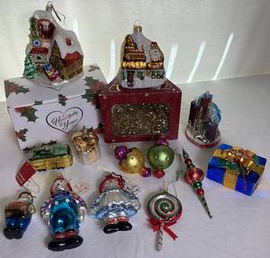 Handblown and Handpainted Glass Ornaments - 13 pieces