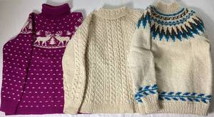 Collection of Handknitted Sweaters - Cable Knit, Nordic Fair Yoke and Reindeer Pattern