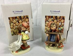 Goebel Hummel Figurines W. Germany- Goose Girl and Signs of Spring