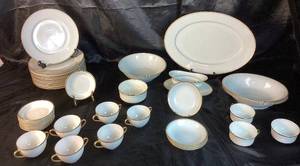 Cream with Gold Trim Victoria Austria China Set & Additional Complimentary Pieces