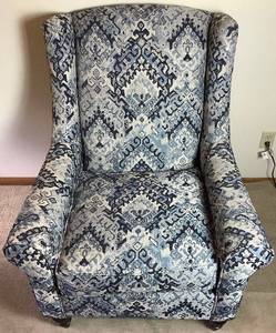 Blue Wingback Chair by Craftsman Furniture Inc