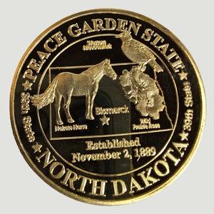 North Dakota Statehood Commemorative Medal Token 1889  American Bison Design