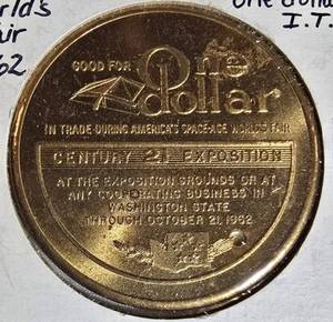1962 Seattle Worlds Fair Century 21 One Dollar Trade Token