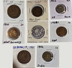 Vintage World Coin Collection (19121955)  Great Britain, India, Indonesia, Egypt & More