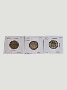 19131915 Imperial Russia 20 Kopeks Silver Coin Collection  Three Coin Set