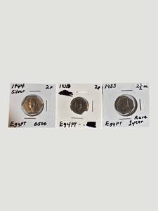 Vintage Egyptian Coin Collection  1929, 1933 & 1944 Coins Including Silver