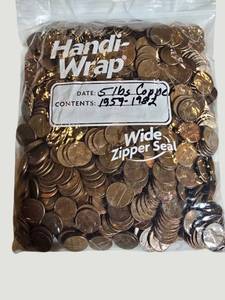 5 Lbs Copper Lincoln Cents 1959-1982 Bulk Estate Collection Lot