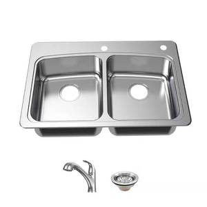 Glacier Bay 33 2-Hole Double Bowl Sink