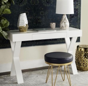 Alessia Mid Century Lacquer One Drawer Vanity Desk