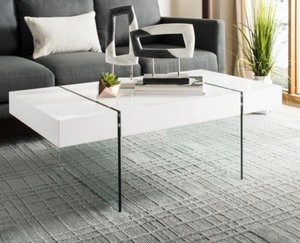 Jacob Rectangular Glass Leg Modern Coffee Table