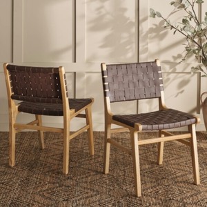 Taika Woven Leather Dining Chair (Set of 2)