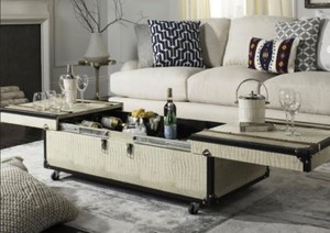Safavieh Zoe Coffee Table Storage Trunk With Wine Rack Cream